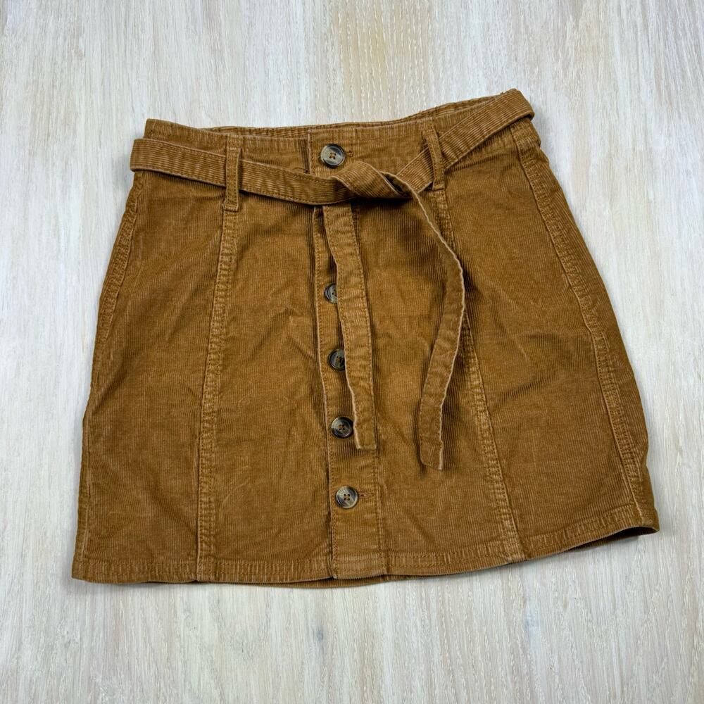 American Eagle Super Stretch Hi Rise A Line Corduroy Tan Mini Skirt Size 00